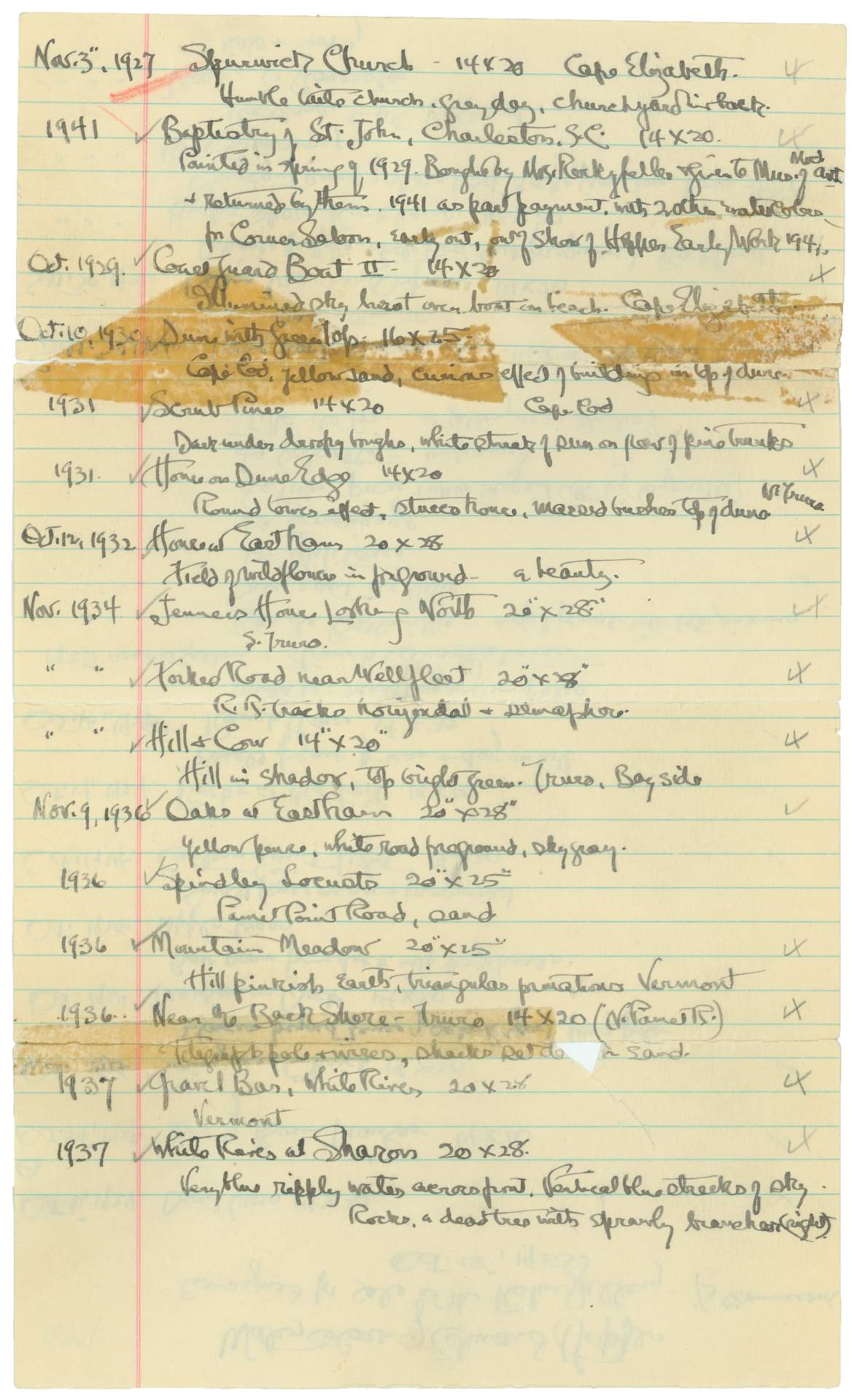 Inventories of the work of Edward Hopper - Watercolors pg 2