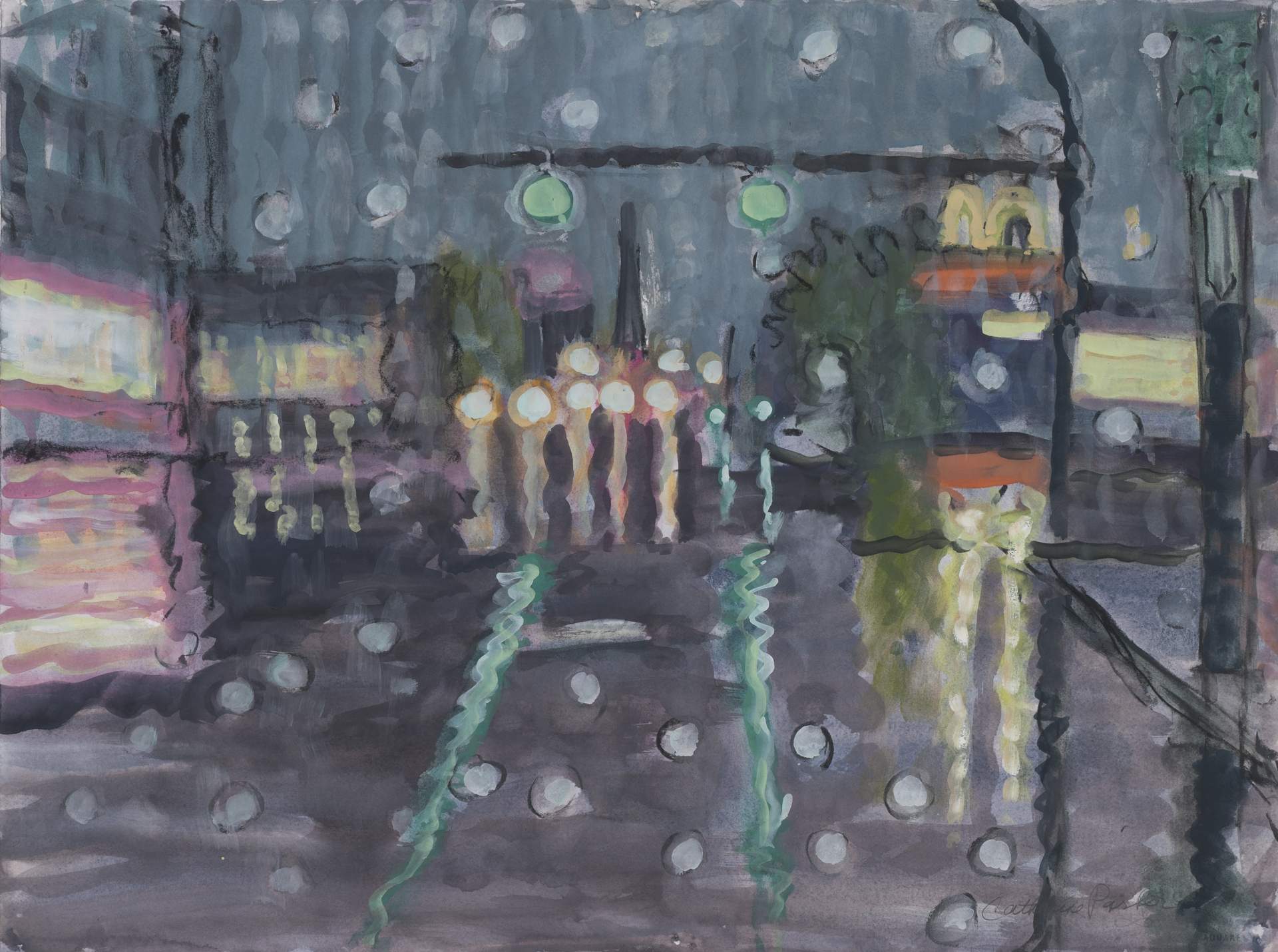 Catherine B. Parker's <em>Main Street, Rain at Dusk I</em> by Nancy Weekly