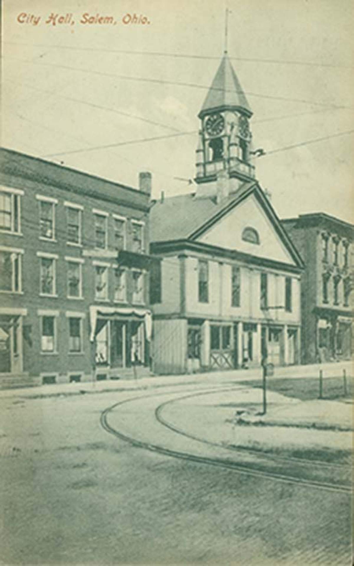 Charles E. Burchfield, <em>Postcard of City Hall, Salem, Ohio sent to Arthur C. Thomas</em>, November 3, 1908