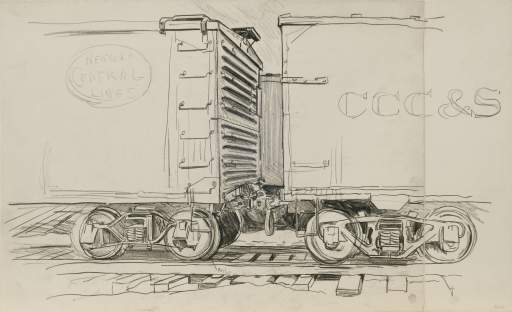 Study for Freight Cars Under a Bridge