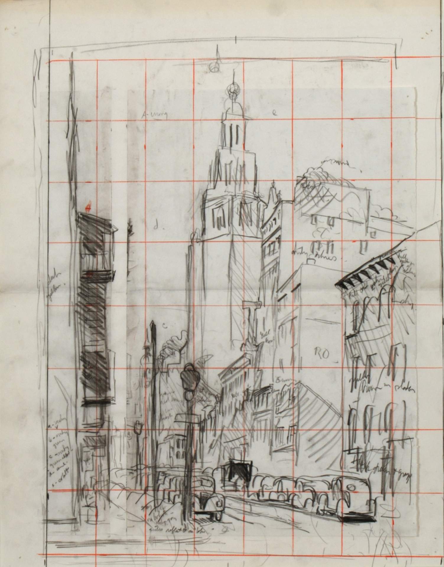 Study for The White Tower, a.k.a. Buildings and Street Scene