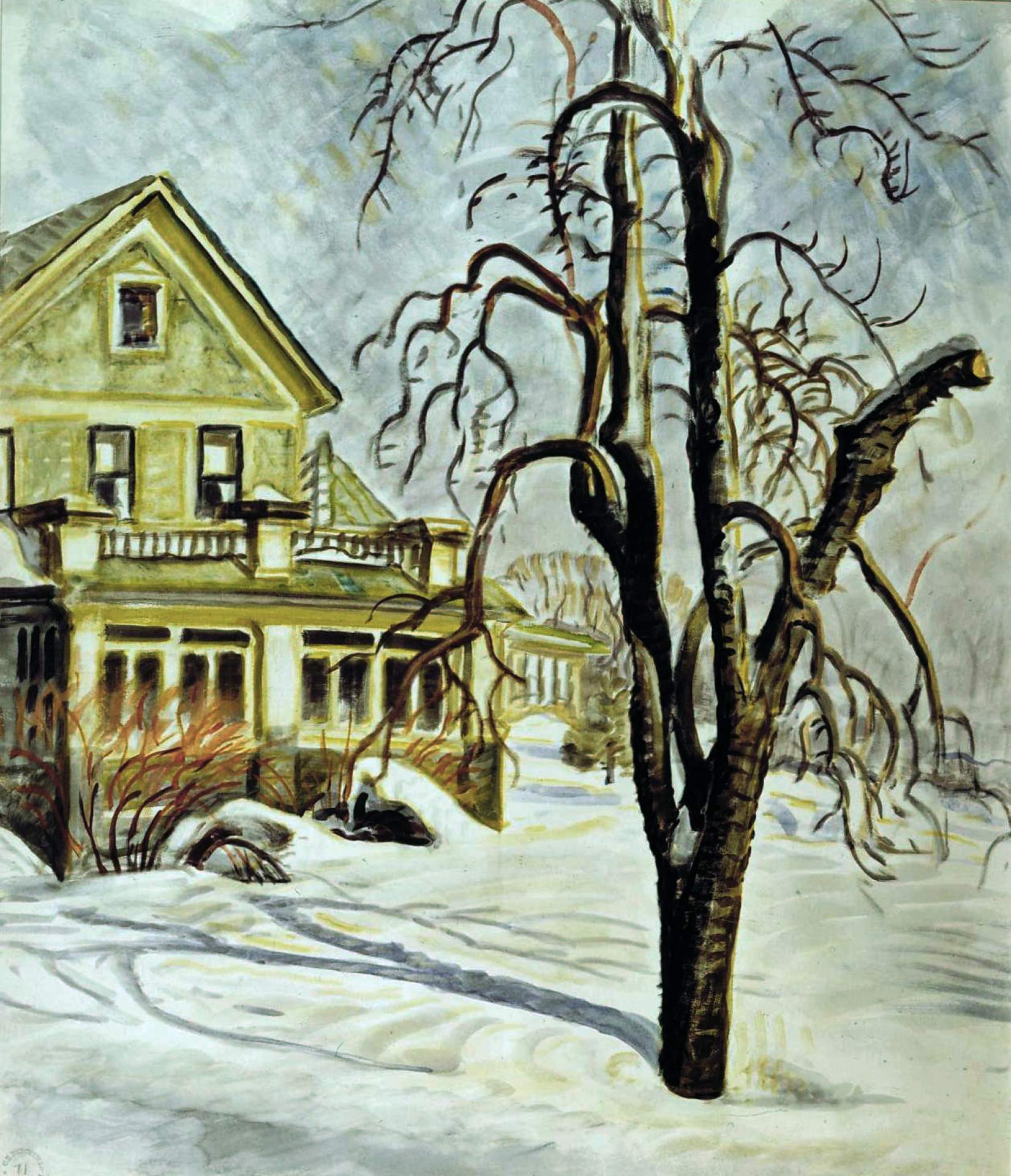 House and Tree in Snow