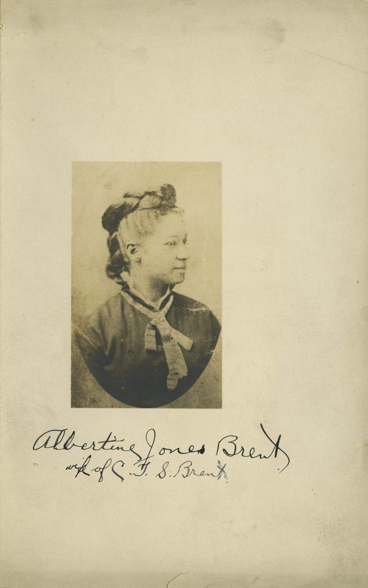 Portrait of “Albertine Jones Brent / wife of C. T. S. Brent