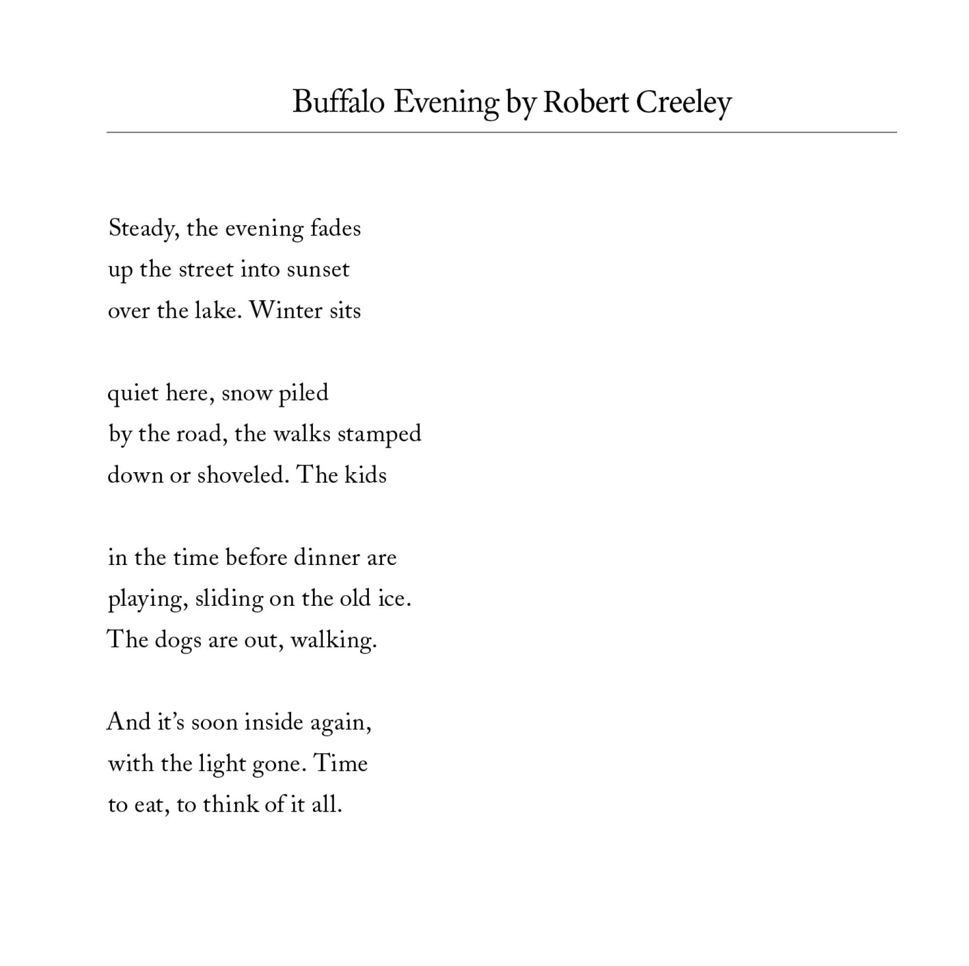 Buffalo Evening by Robert Creeley