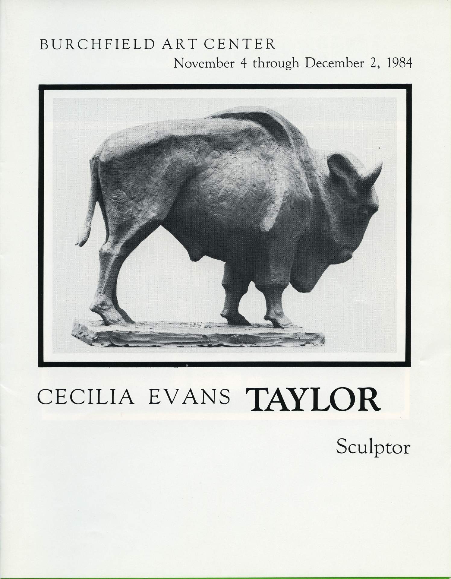 Cecilia Evans Taylor, Sculptor exhibition program cover