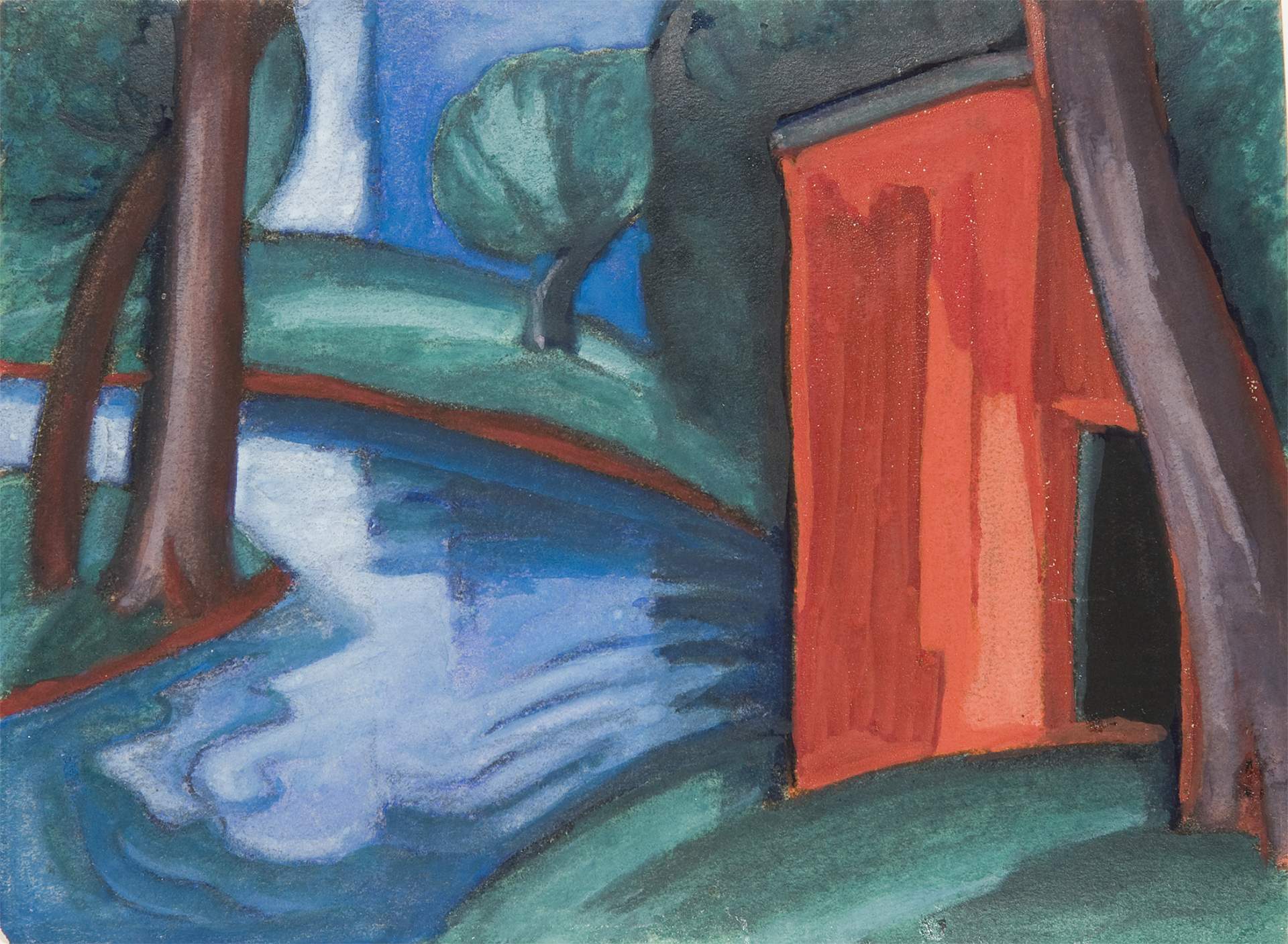 Untitled (Red House by a River)