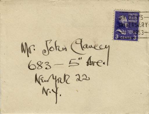 Christmas Card from Hoppers to Clancys, 1953