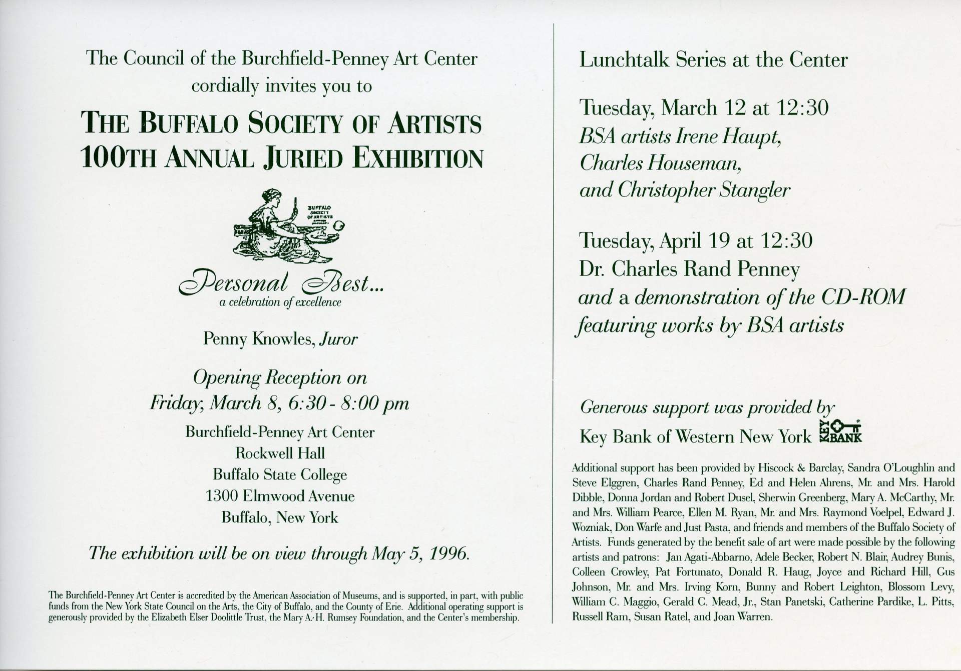 Buffalo Society of Artists 100th Annual Juried Exhibition invitation