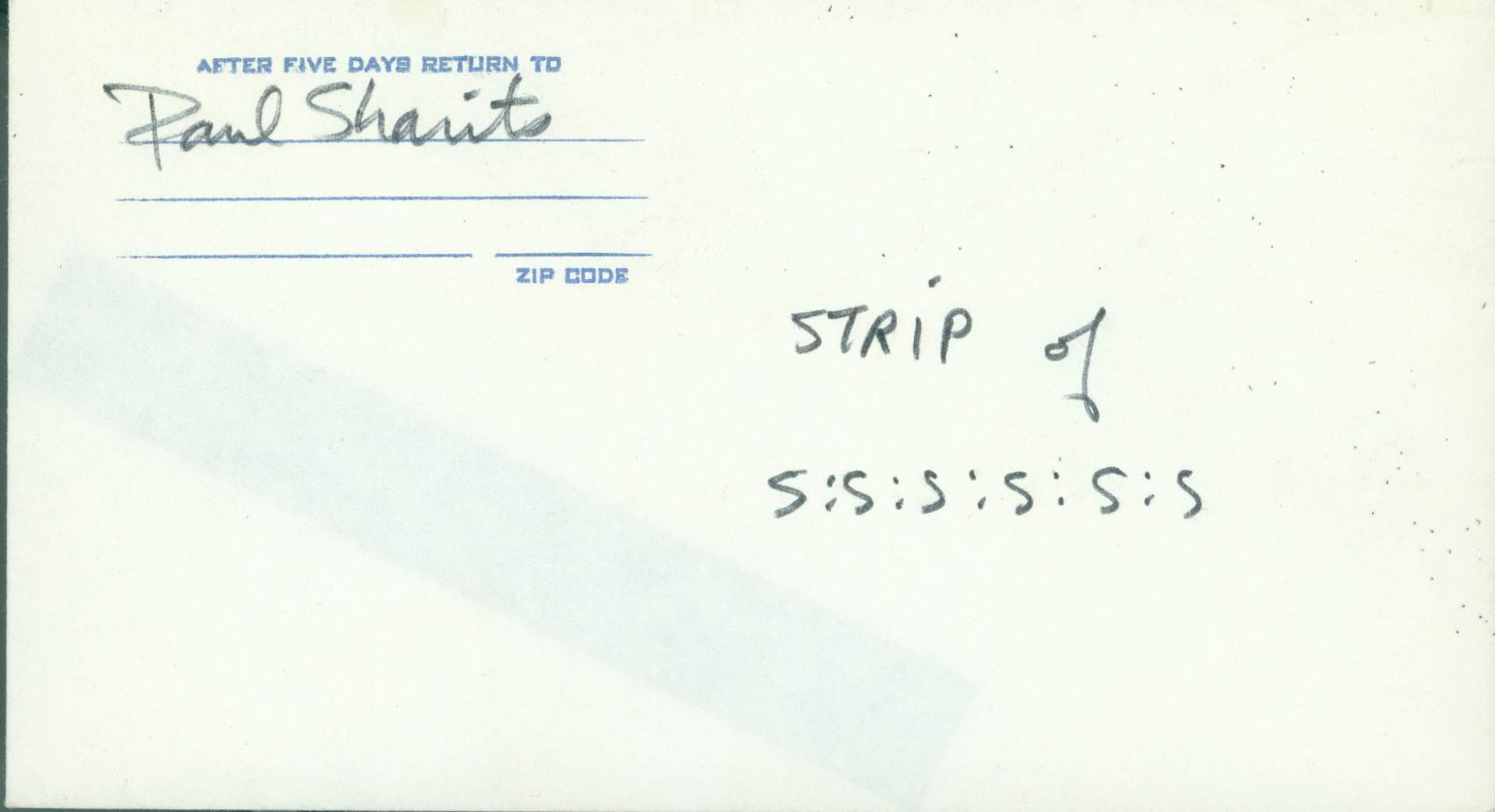 Untitled (Strip of S:S:S:S:S:S envelope)