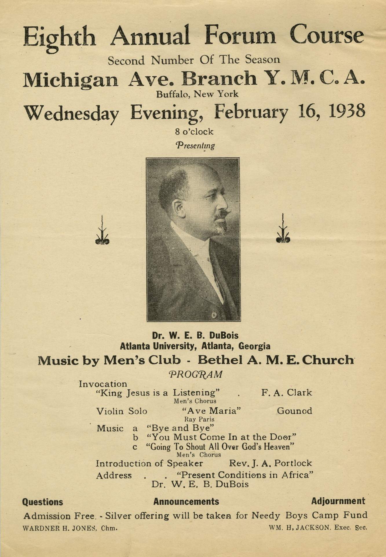 Eighth Annual Forum Course (Dr. W. E. B. DuBois pictured)