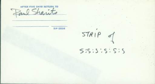 Untitled (Strip of S:S:S:S:S:S envelope)
