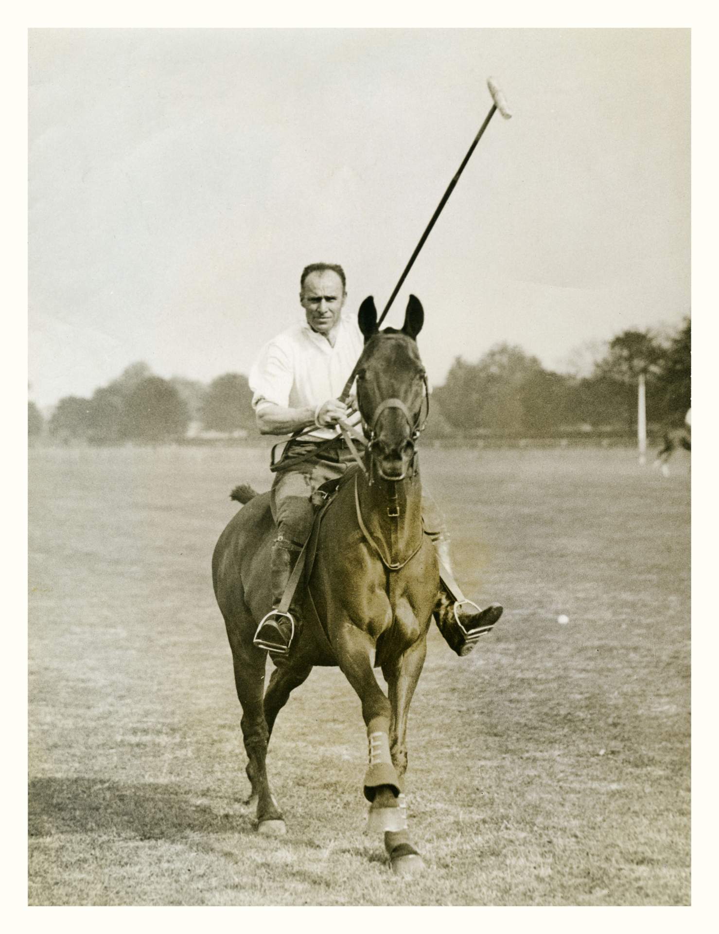 Charles Cary Rumsey at the American International Polo Players Practice at Sunbury, England