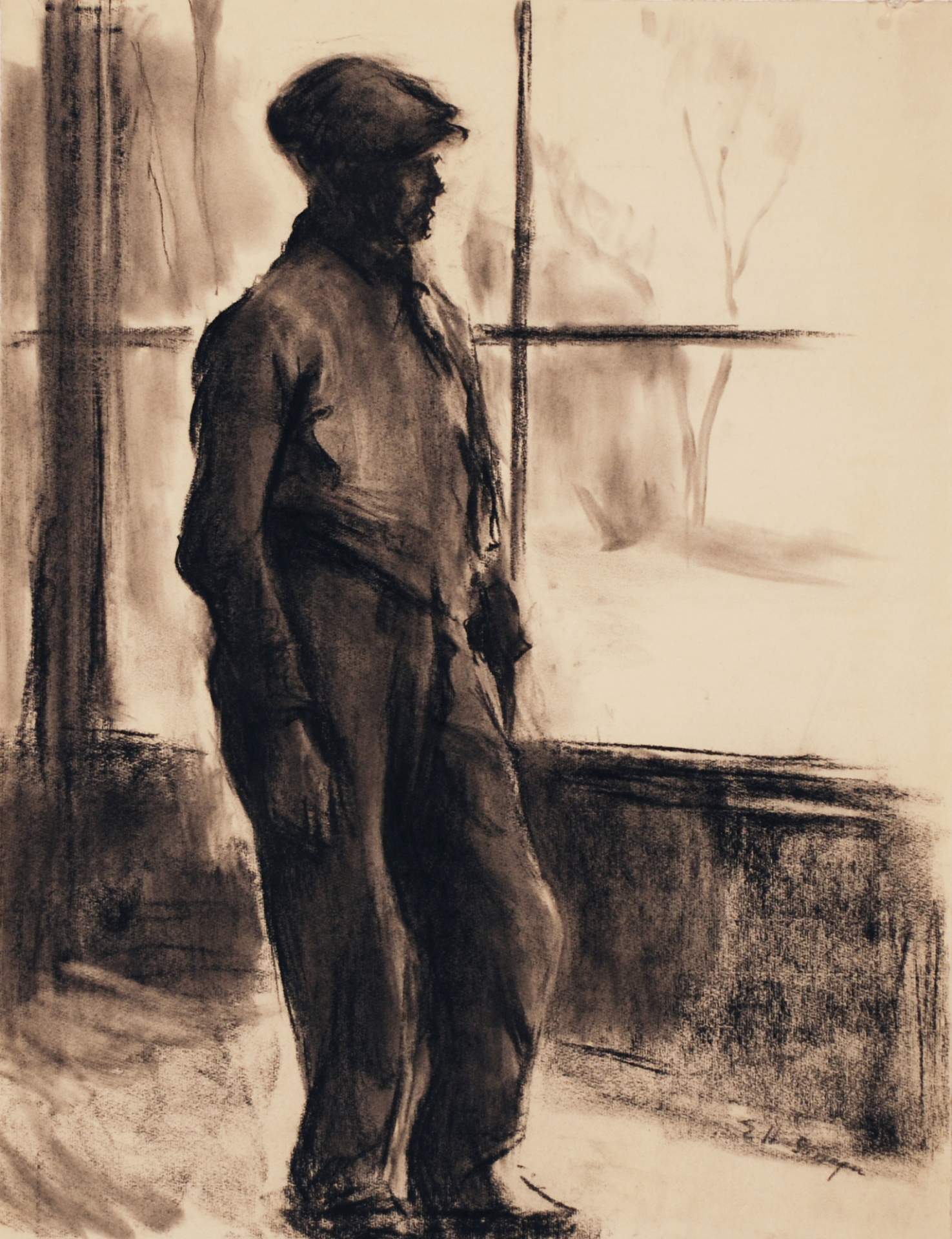 Untitled [standing man at window]
