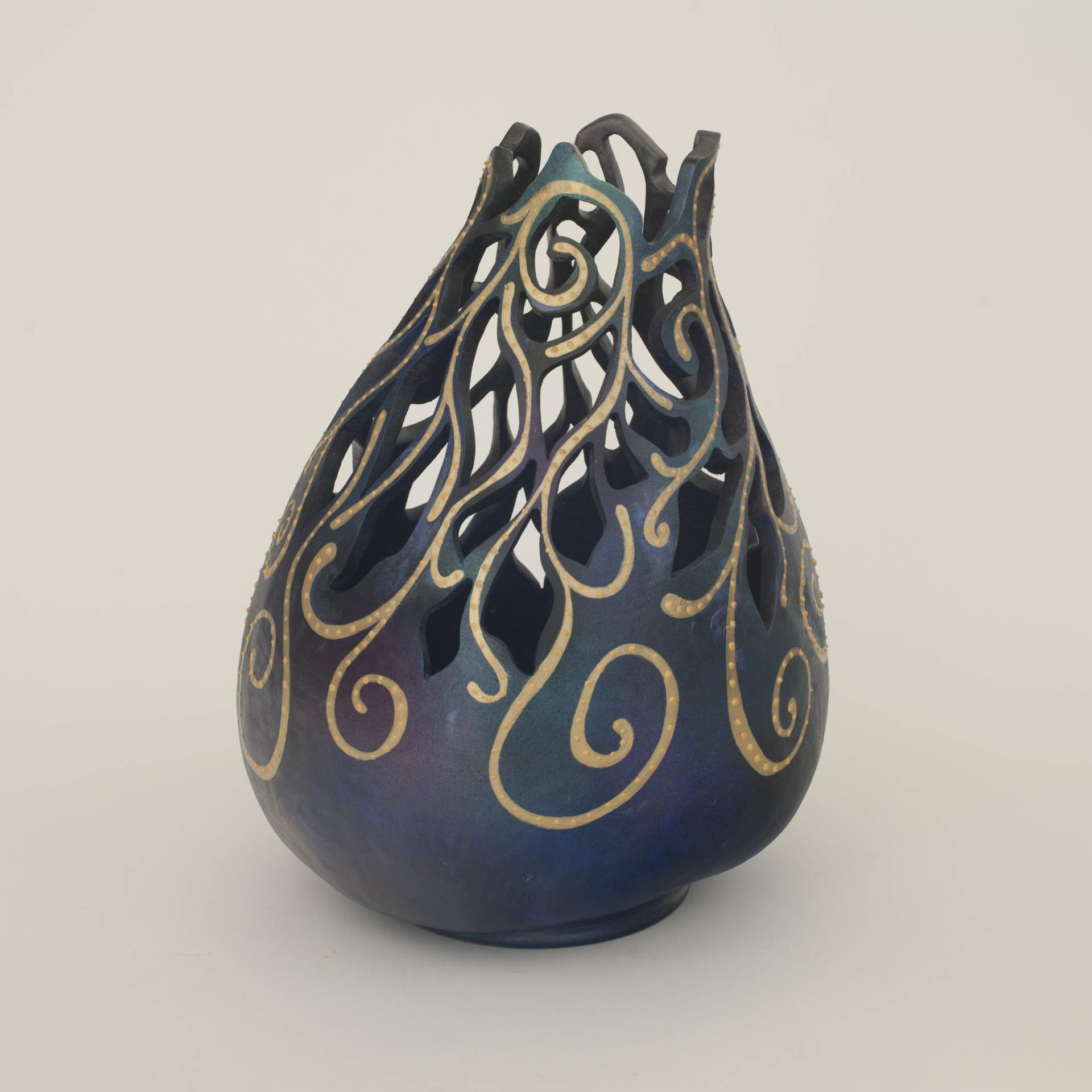 Carved and painted vase
