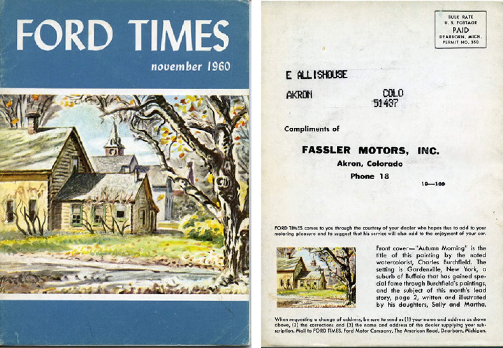 “The Burchfields’ Favorite Town—Gardenville, New York.” Ford Times 52, 11 (Nov. 1960): 2-9.