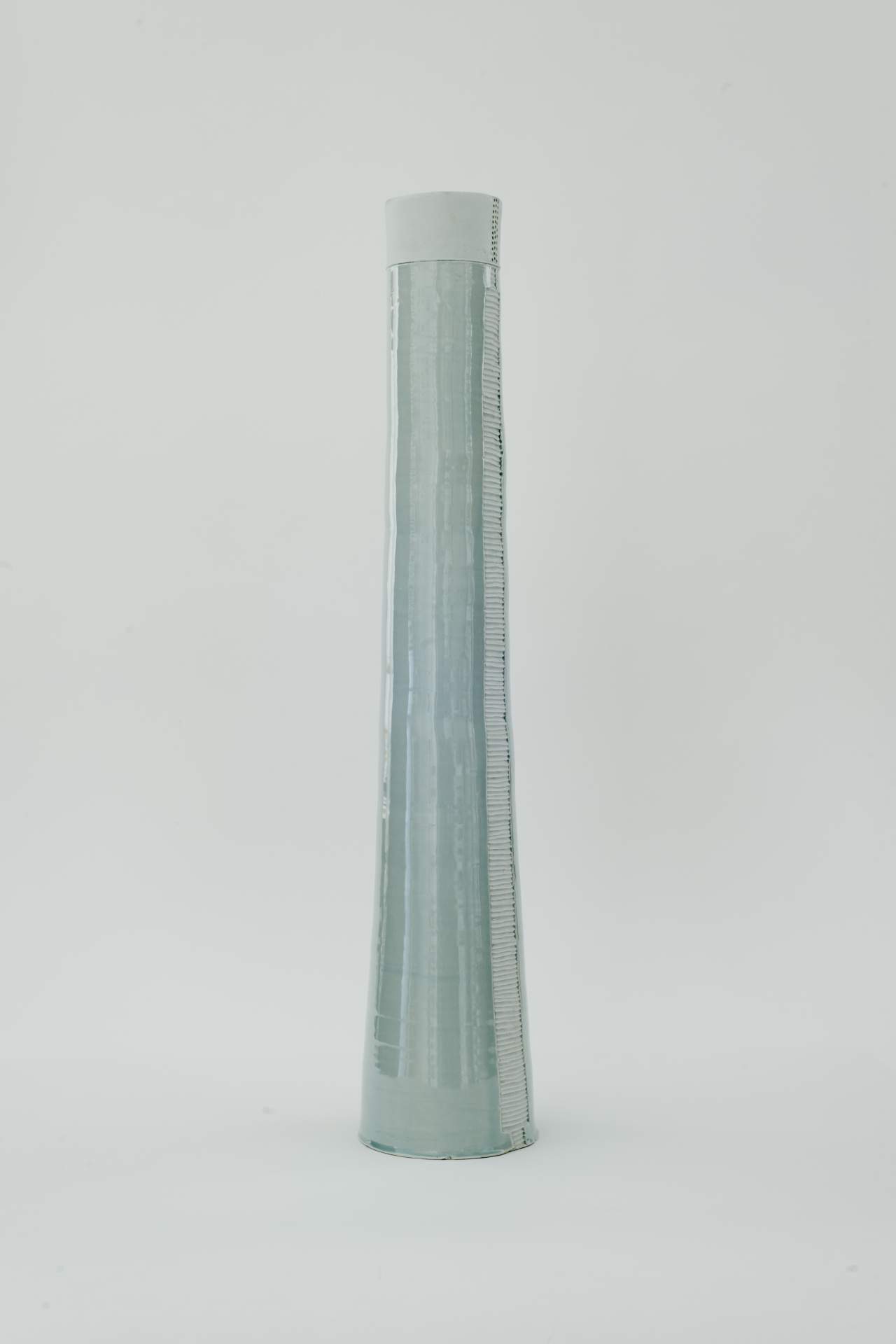 Tall Cylindrical Vase with center strip of short horizontals