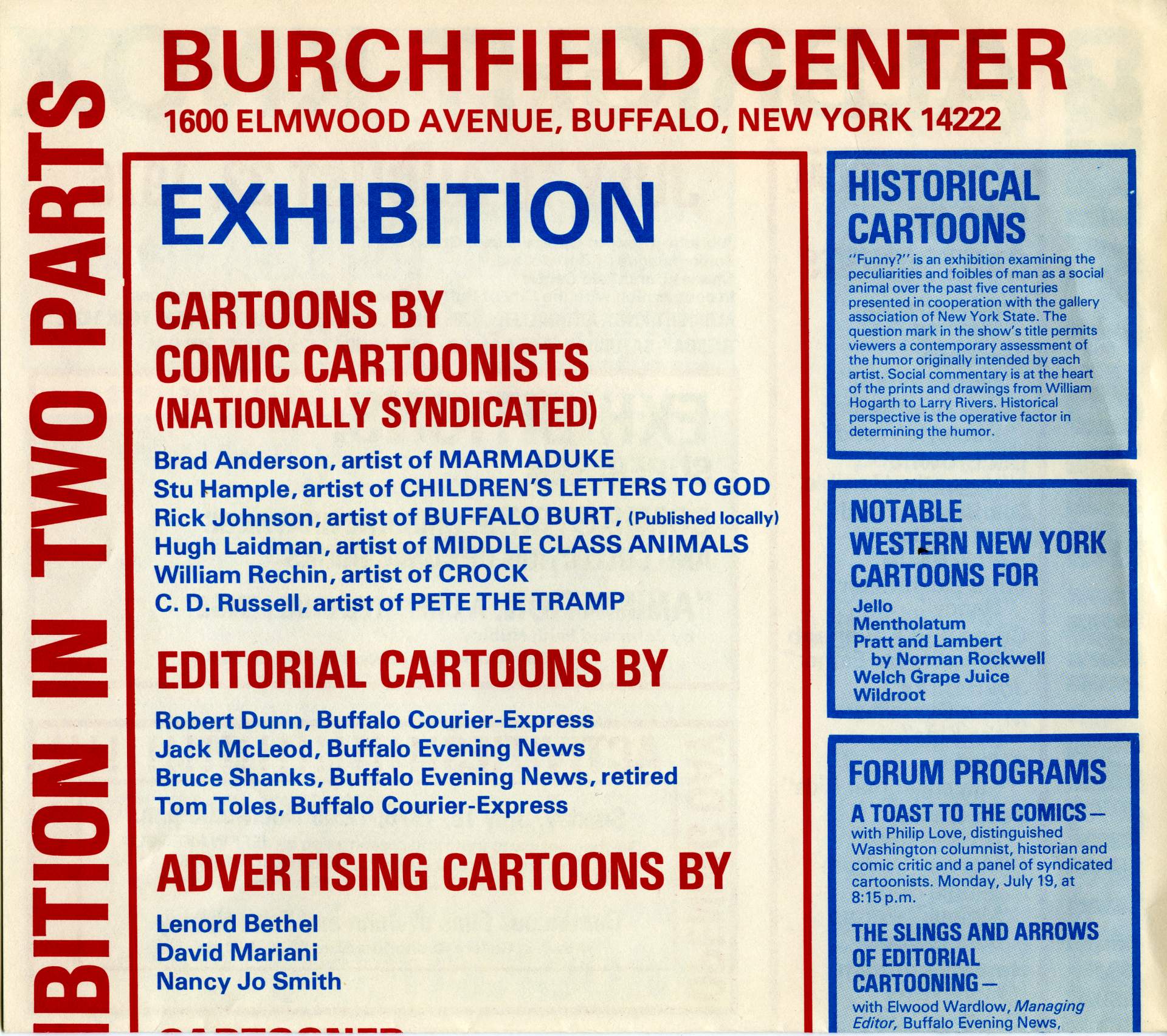 Top half of Cartoon Art exhibition flier