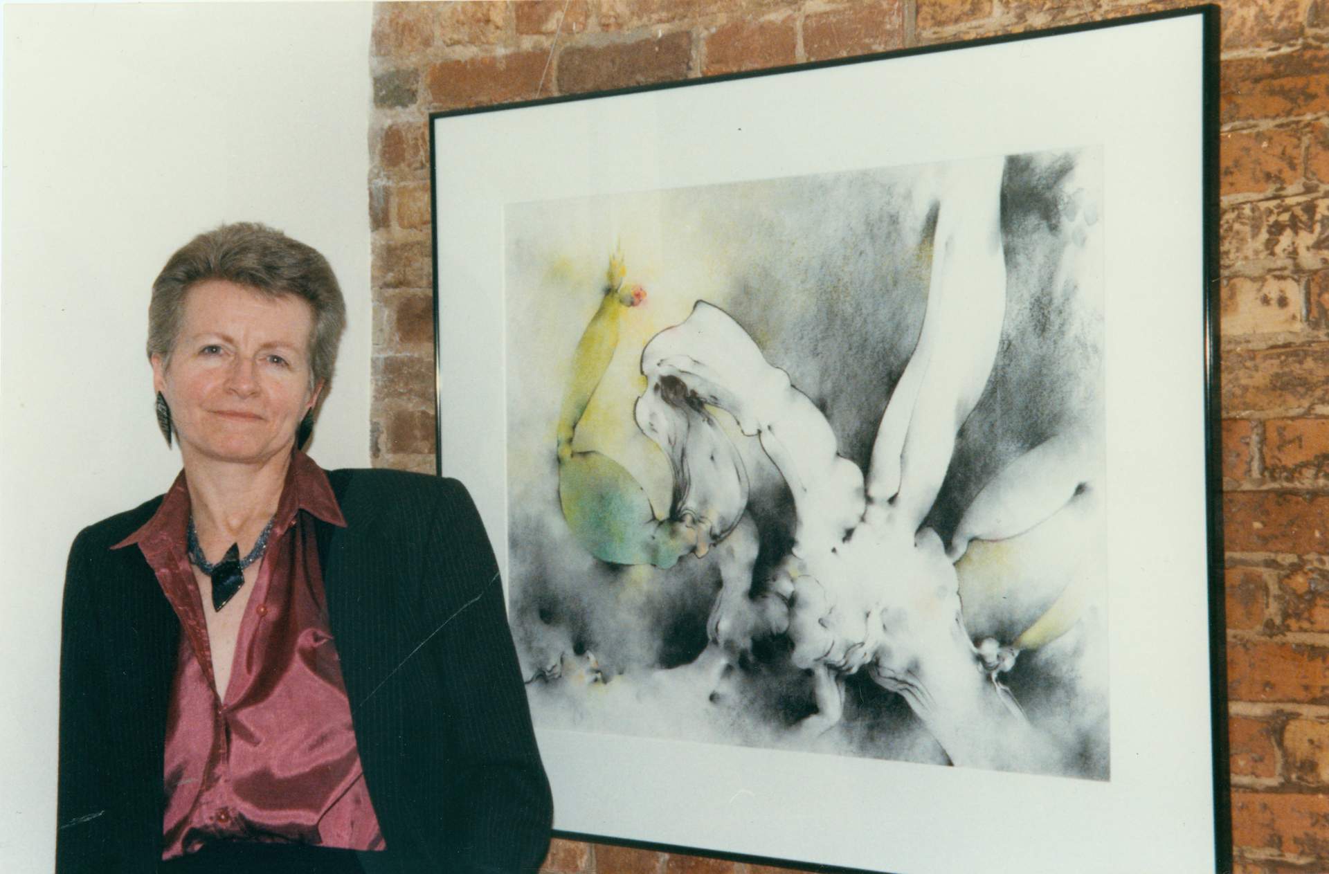 Undated Photograph with Priscilla Bowen and her work (title unknown)