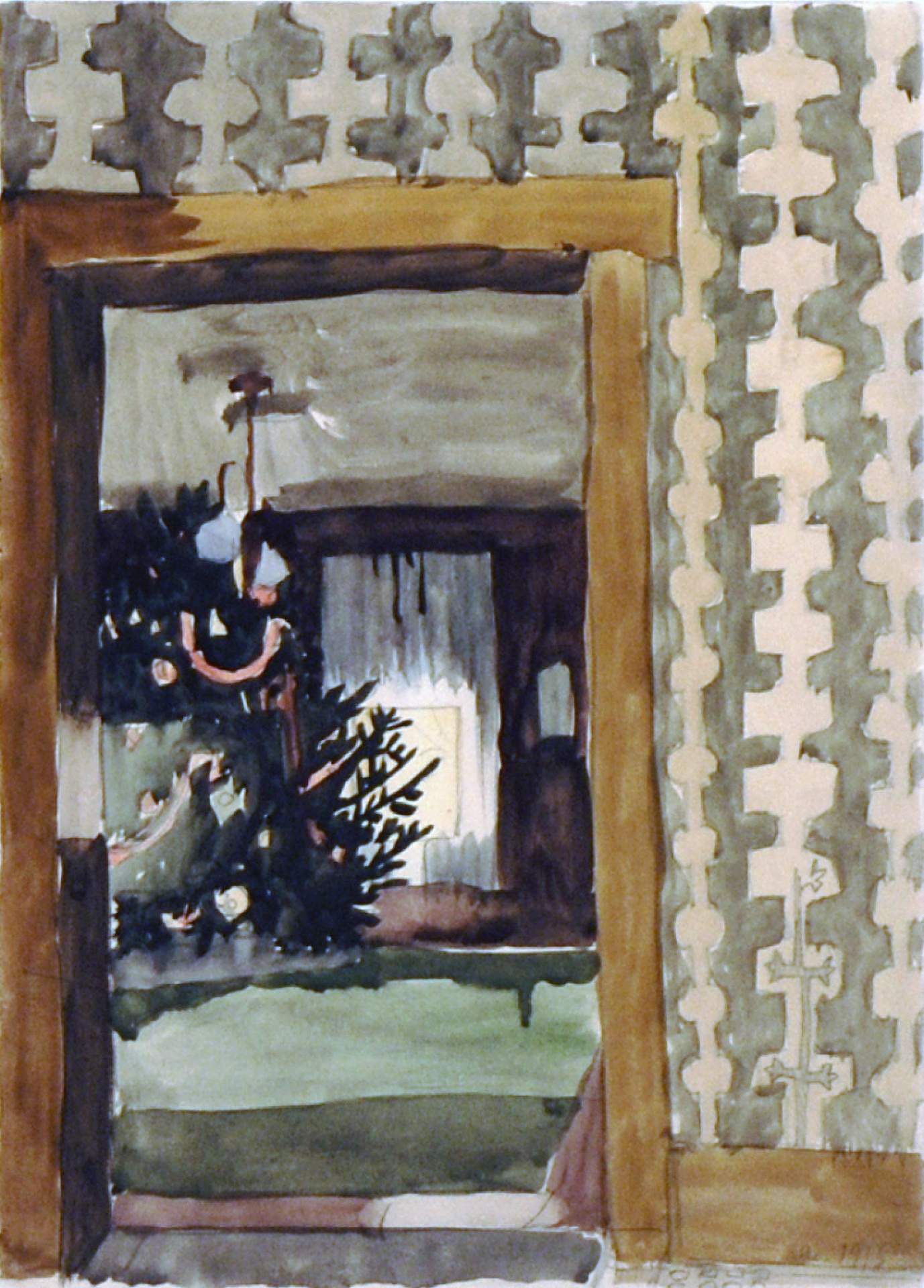Untitled [Christmas tree seen through a doorway, Salem, Ohio]