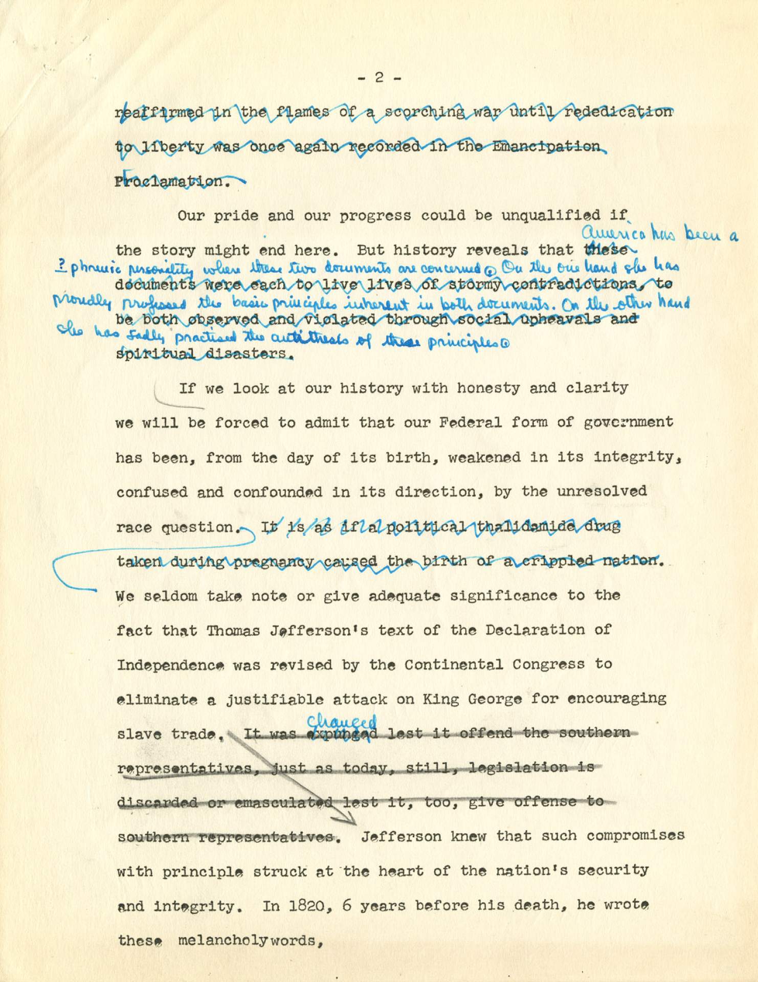 Manuscript of a speech written and delivered in New York City in September 1962 by Rev. Dr. Martin Luther King, Jr. for the Proclamation’s centennial