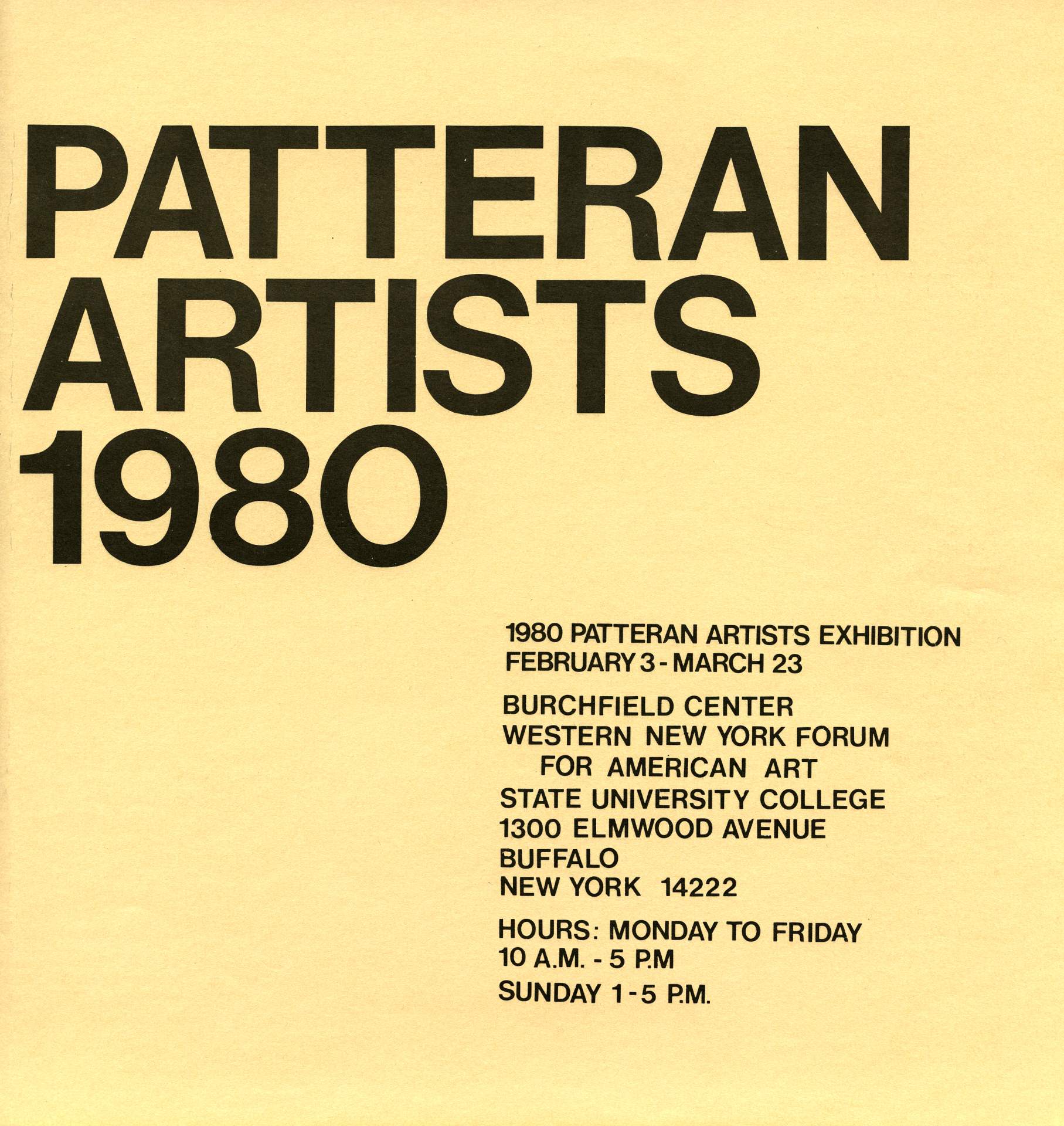 Cover Page for 1980 Patteran Artists Exhibition Program